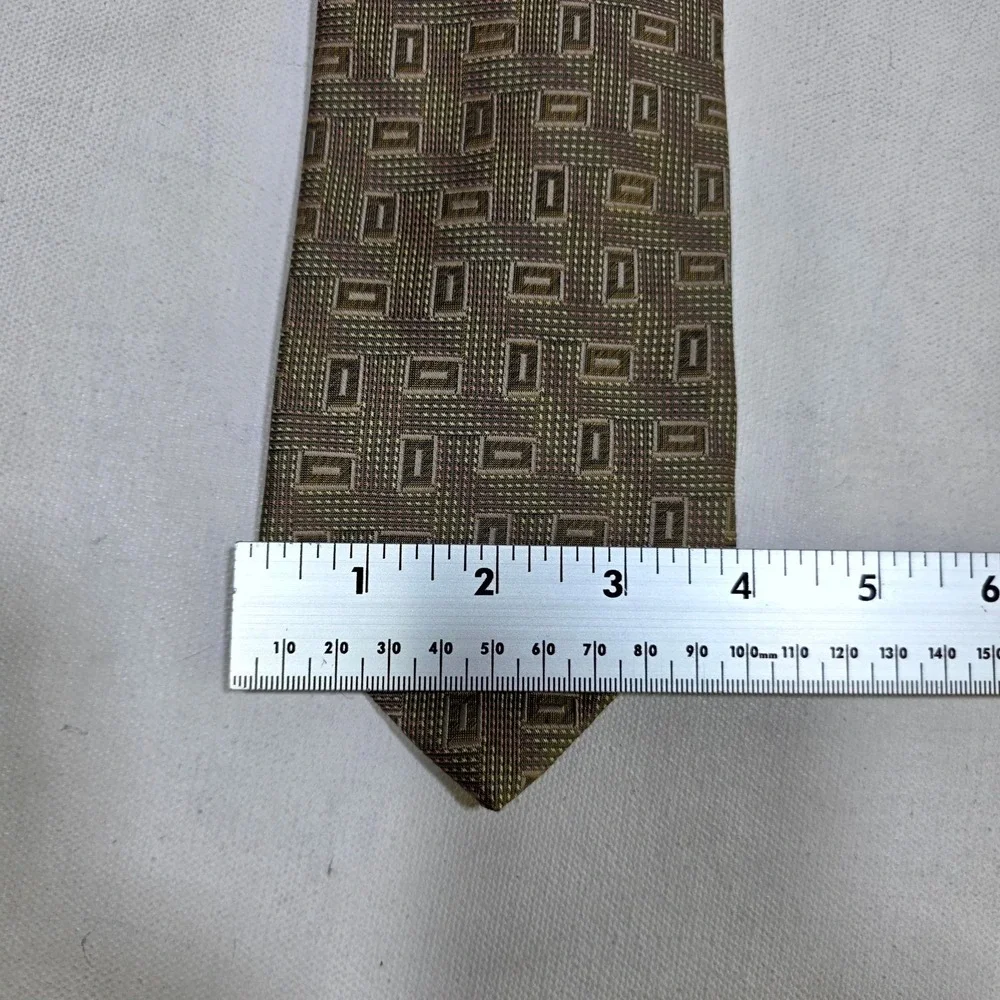 Robert Talbott Necktie Mens Olive Green Geometric Silk Best of Class Tie Office